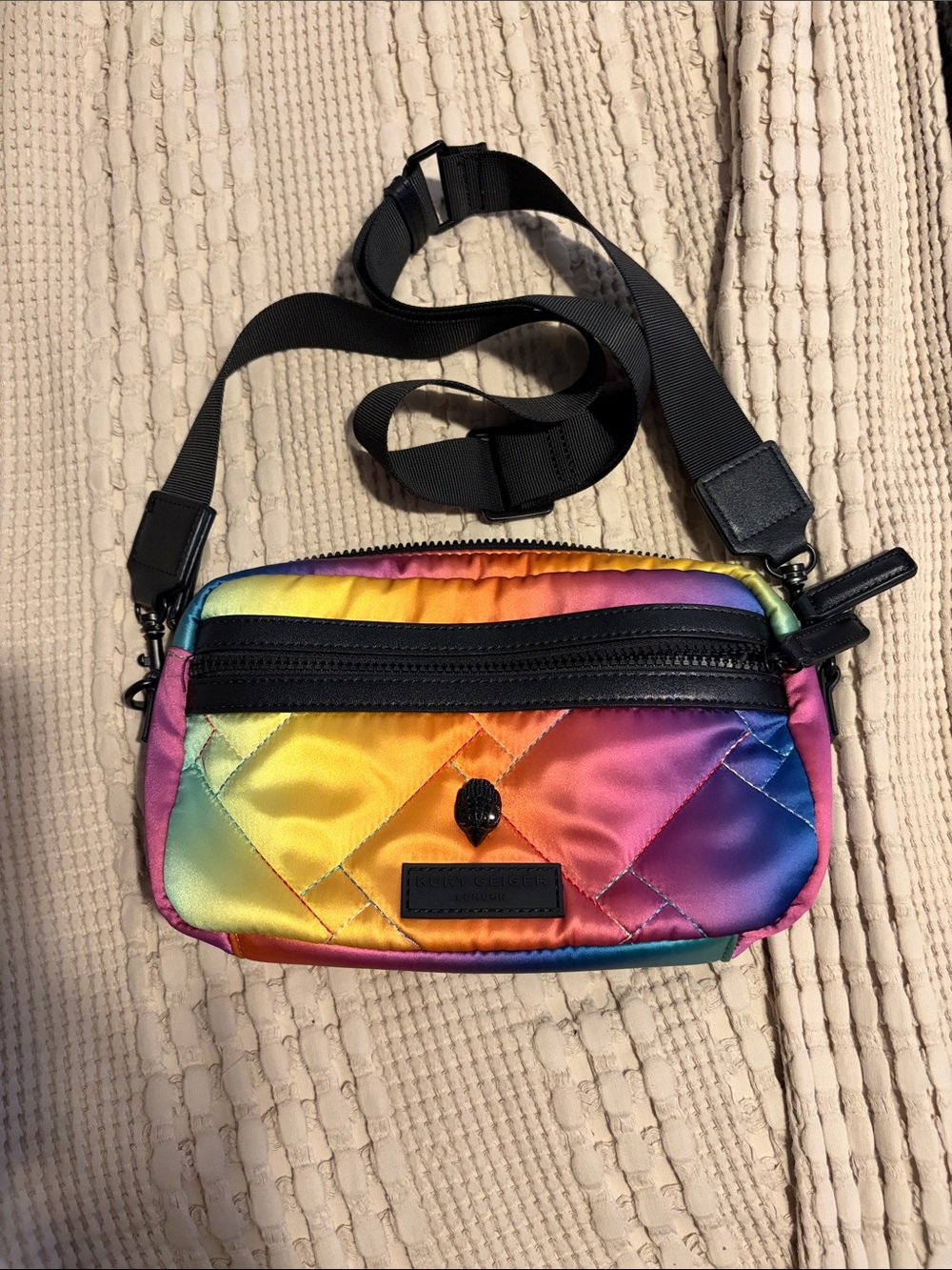Kurt Geiger Rainbow Quilted Crossbody Belt Bag - Picture 7 of 9